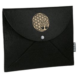  Rectangular gift envelope in black color with a golden tree of life design, measuring 20 cm in height. Suitable for various occasions and gift-giving.