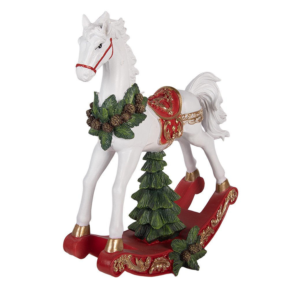 Kerstdecoratie Beeld Hobbelpaard 32x12x39 cm Wit Kunststof