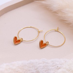 Hoop earrings red heart - earrings large hoop hearts