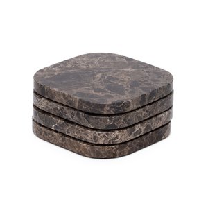 Untersetzer aus Marmor – organisch – braun, 4er-Set – 10 x 10 x 1 cm