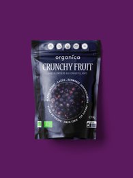 Dried black currant fruit, dark purple in color, with a crunchy texture and sweet-tart flavor.