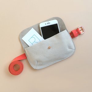 leather fanny pack sand