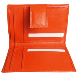6 Credit Card Saffiano Leather French Wallet Orange