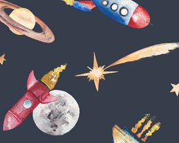 Carta da parati per bambini Rockets - Colore mezzanotte