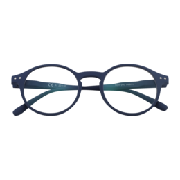 Navy blue round computer glasses with a modern, minimalist design.