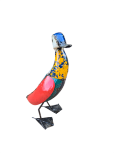 Metaal grote kleurrijke eend wandelen