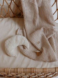 vaffel babytæppe linned/bomuld 100x120 cm brik