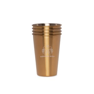 Happy Straw Trinkbecher aus Edelstahl "To Beer or not To Beer" x 4