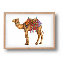 Dierenposter kameel - A4 - babykamer kinderkamer - kraamcadeau - wanddecoratie - handgeschilderd door Mies met aquarel