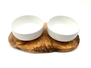 Voerstation RUSTY 2x porseleinen kom 0,4 liter