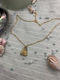 Naszyjnik z muszli | Paua/Abalone 40 cm złota, ręcznie robiona biżuteria plażowa ze stali nierdzewnej