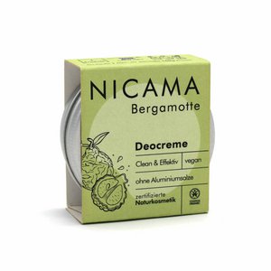 NICAMA - Deocreme Bergamotte (Bio-Naturkosmetik, vegan, plastikfrei, mit Natron) - 45g