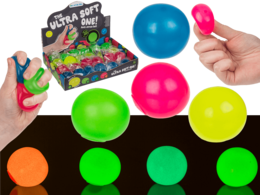  Ultra soft stress ball, glow in the dark, round sphere, neon colors blue pink green yellow orange, sensory toy fidget.