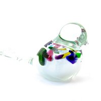 White Glass Bird - multicolor - ø 12 cm - Handmade