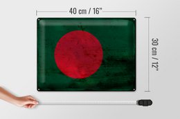 Tin Sign Flag Bangladesh 40x30cm Bangladesh Rust