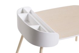 A white plastic tool box with a curved design and multiple compartments, suitable for storing baby items.