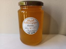 Golden acacia honey, 500g glass jar, French Bourgogne, amber color, traditional label