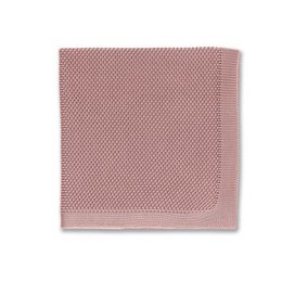 Antique rose knitted pocket square, a stylish accessory for formal wear. Features a soft, knitted texture in a rose color.