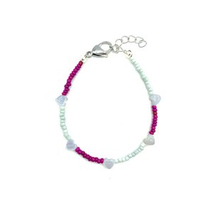 White hearts bracelet blue purple