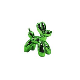  Ceramic metallic green balloon dog statue, 20x9x19 cm in size, decorative ornament.