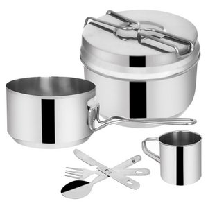 Camping Cookware Steel 1.5 l, 900 ml, 200 ml 7 pcs