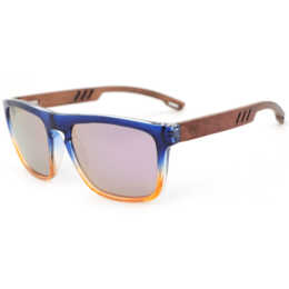 These WAVE HAWAII sunglasses Aruba feature a square frame in a blue and orange gradient color scheme. The lenses have a mirrored pink/purple tint, providing UV protection and a stylish look. The frame is made of a durable plastic material. These sunglasses would be suitable for casual or beach wear.