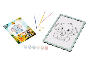 Elephant Paint by Numbers Kit for Kids A4 Canvas