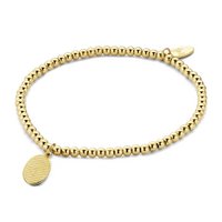 Gold ion plated stainless steel beads bracelet with charm
