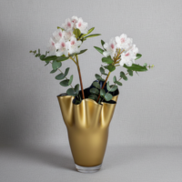 Vase glass corrugated two-tone gold dark blue glass vase table vase 21 x 21 x 30 cm