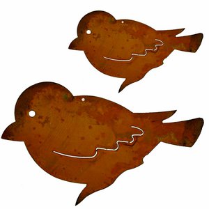 Metal decorative bird for hanging or on a stick Rust decoration for the garden and living room
