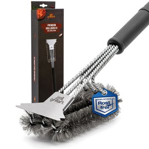 Hoogwaardige professionele BBQ-grillborstel van roestvrij staal - 360° reiniging