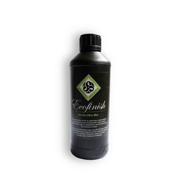 Eco-friendly 950 ml wall art paint in a dark green bottle with a leaf logo.