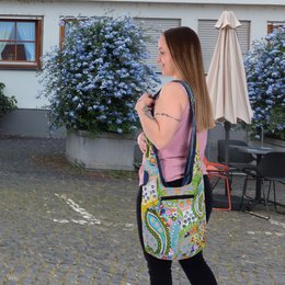 Sunsa bæredygtig denimtaske. Skuldertaske, der kan bæres på 2 sider. hobo taske Boho cross body taske