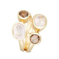 “Thaïs” rose quartz and smoky quartz ring