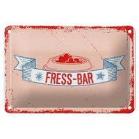 Blechschild Spruch 18x12cm Fress-Bar Dekoration