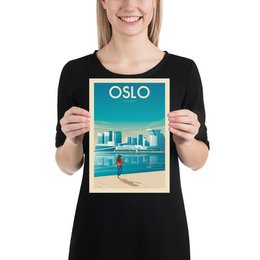 Vintage Oslo Poster | Premium Poster Stadt Oslo Norwegen