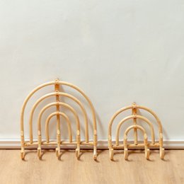 Rattan knagerækker knagebeige beige vægkroge MAKU (2 størrelser)