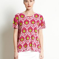 RIA 12 T-Shirt Blumendruck in Cashmere White Ecruu