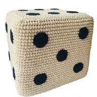 Luna-Leena pouffe dice kids - off white and black dots - cotton - hand crochet in Nepal