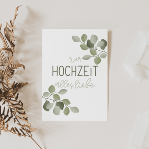 Postkarte Hochzeit - Eukalyptuszweige