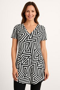 Stella Fiora Tunic - Packaging of 5 pieces (S to XXL) - MIDI - Short Sleeve - Travel fabric