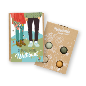 Geschenkbox Mini mit 4 Samenbomben - Du machst meine Welt bunt