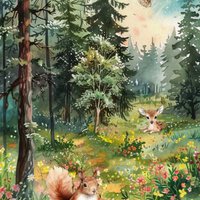 Nachhaltige Karte Tiere im Wald