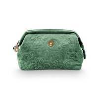 Toiletry bag - S - Embroidered velvet - Green - 19x12x8.5cm