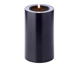 Set of 3 permanent candles Cornelius (Ø 6cm, heights 6/8/10 cm) black, tealight holder heat-resistant 90°