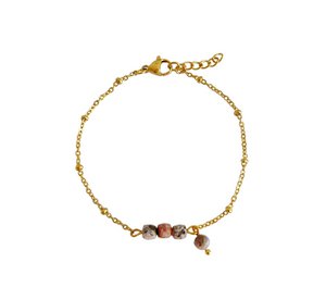 Rhodochrosite Bracelet - Gold
