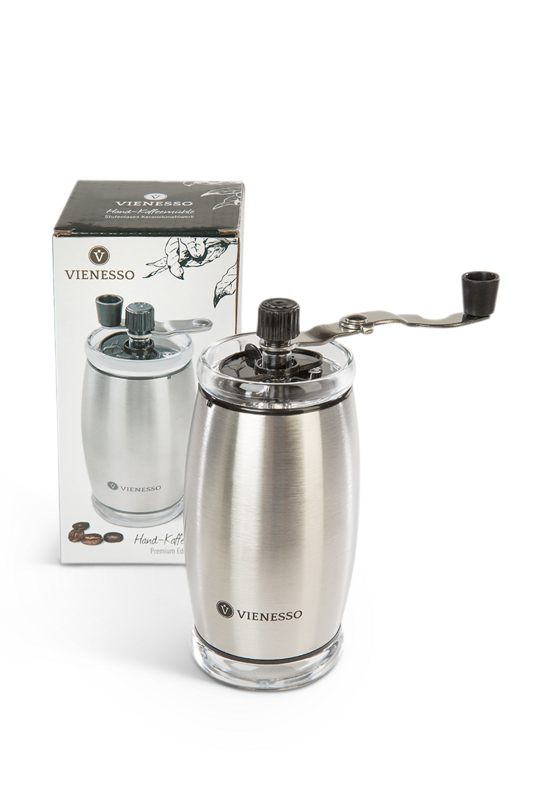 Manuelle Hand-Kaffeemühle mit Keramikmahlwerk und stufenloser Mahlgradeinstellung