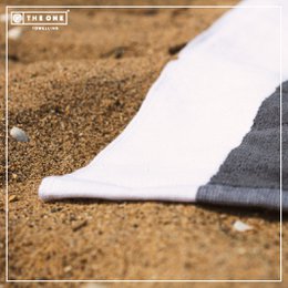 Beach Towel, 100% cotton, 90x190 cm, Stripe Anthracite/Light Grey