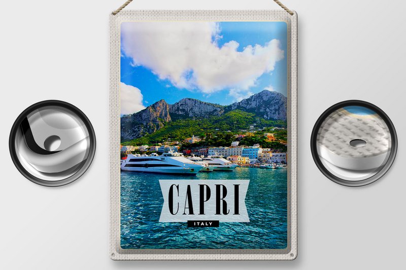 Tin Sign Travel 30x40cm Capri Italy Island Sea Vacation