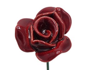 Roos bloem keramiek rood 3,5 cm